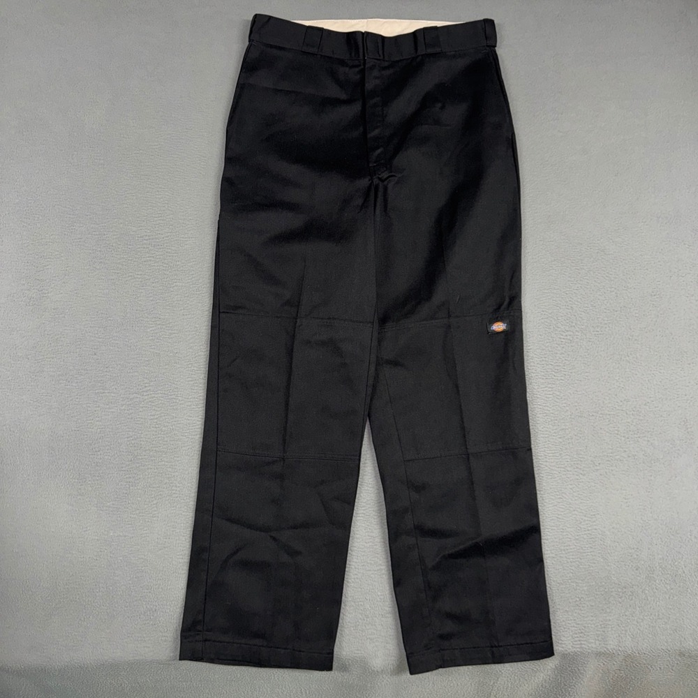 Dickies Double Knee Pants Mens 36x34 Black Loose Fit Straight Leg Canvas Work